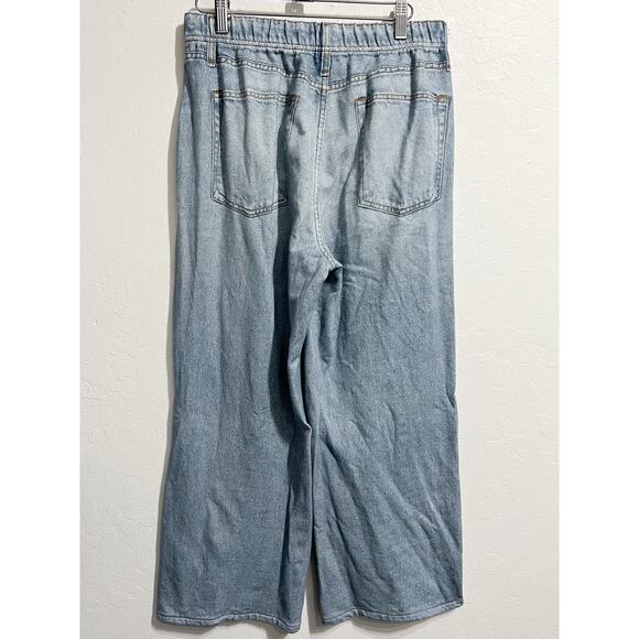 Rag & Bone Miramar Medium Wide Leg Faux Denim Jeans Light Medium Wash Hemmed - Picture 2 of 7